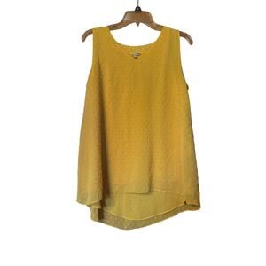 Chic Mustard Yellow Sleeveless Top with Textured Dot Pattern _ Est. 1846